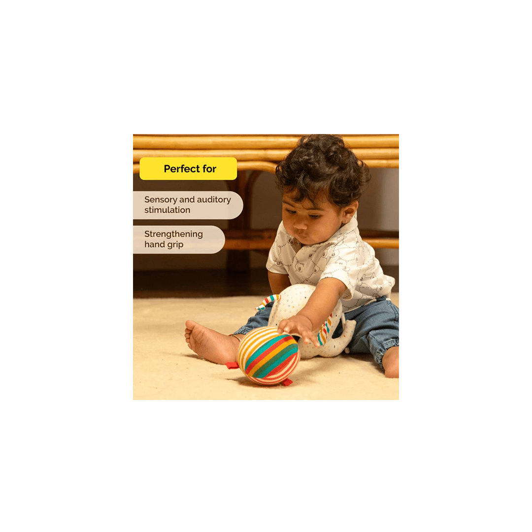 Shumee Toys Shumee Soft Plush Baby Rattle & Ball - Organic Elephant Rattle for Babies (0 Months+)