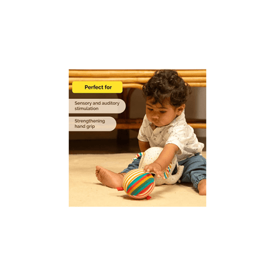 Shumee Toys Shumee Soft Plush Baby Rattle & Ball - Organic Elephant Rattle for Babies (0 Months+)