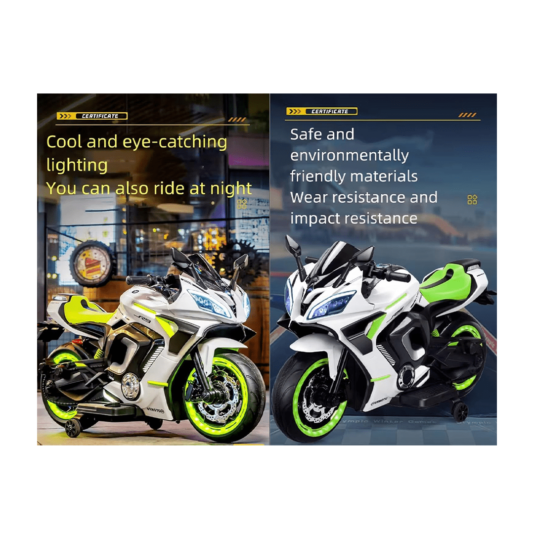 Baan Toys Ride-ons Baan Toys Rechargeable Battery Operated Ride on Bike for Kids, Electric Toy Bike with Leather Seat, Wheels Lights, Music and Key Start for Kids (2-10 Years)