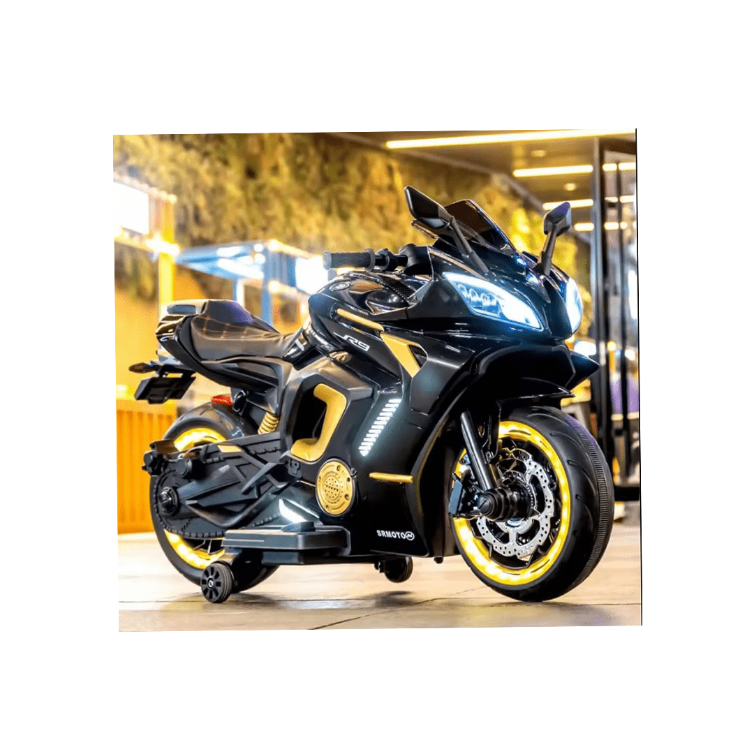 Baan Toys Ride-ons Baan Toys Rechargeable Battery Operated Ride on Bike for Kids, Electric Toy Bike with Leather Seat, Wheels Lights, Music and Key Start for Kids (2-10 Years)