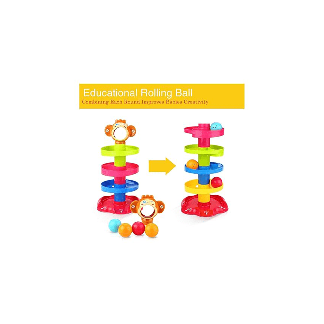 The Magic Lamps Toys 3-in-1 Learning Toy Set – Flash Card Reader, Roll Ball Monkey & Wooden Shape Stacker (1 Year+)