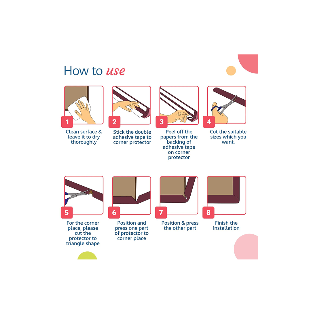 LuvLap Other Gears LuvLap Rubber Furniture Edge Guard Strips for Baby Safety with 5M Adhesive, 10 piece, Non Toxic