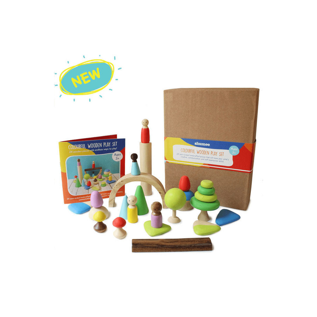 Shumee Toys Shumee 24-Piece Wooden Pretend Play Set with Peg Dolls (3 Years+)