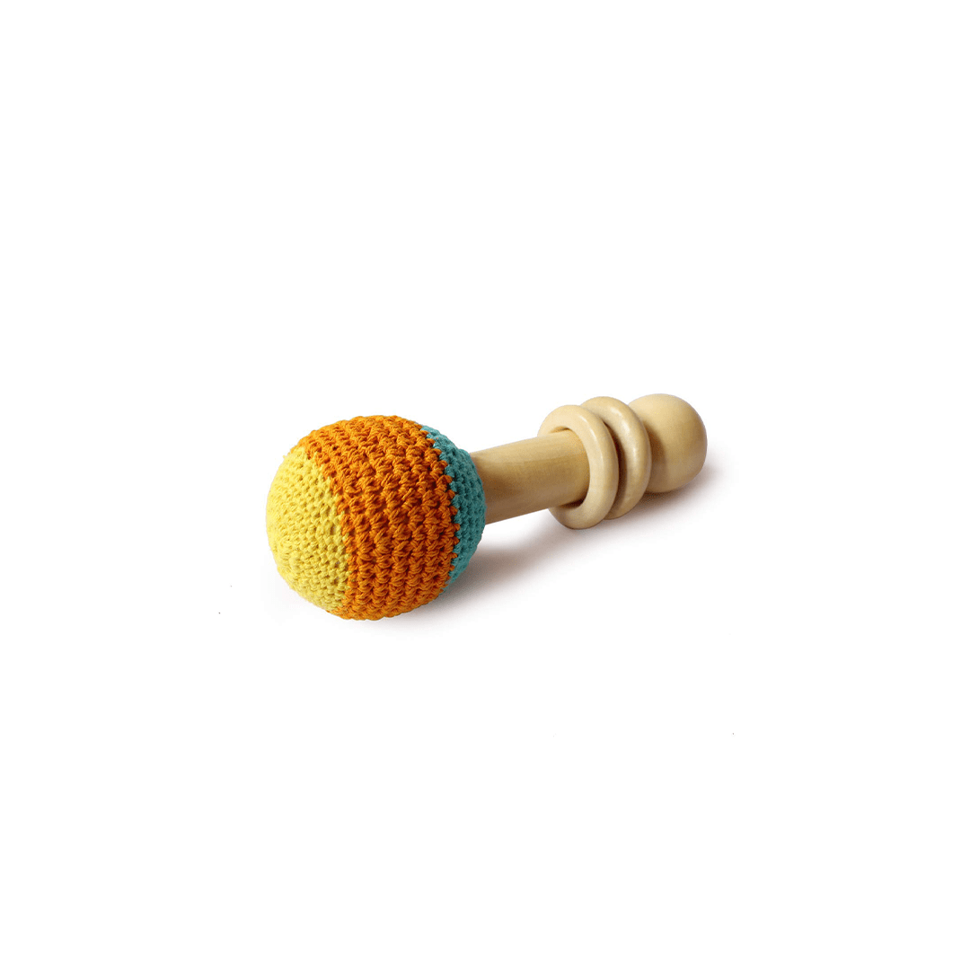 Shumee Toys Shumee Wooden Organic Crochet Shaker - Baby Rattle Toy (0 Months+)