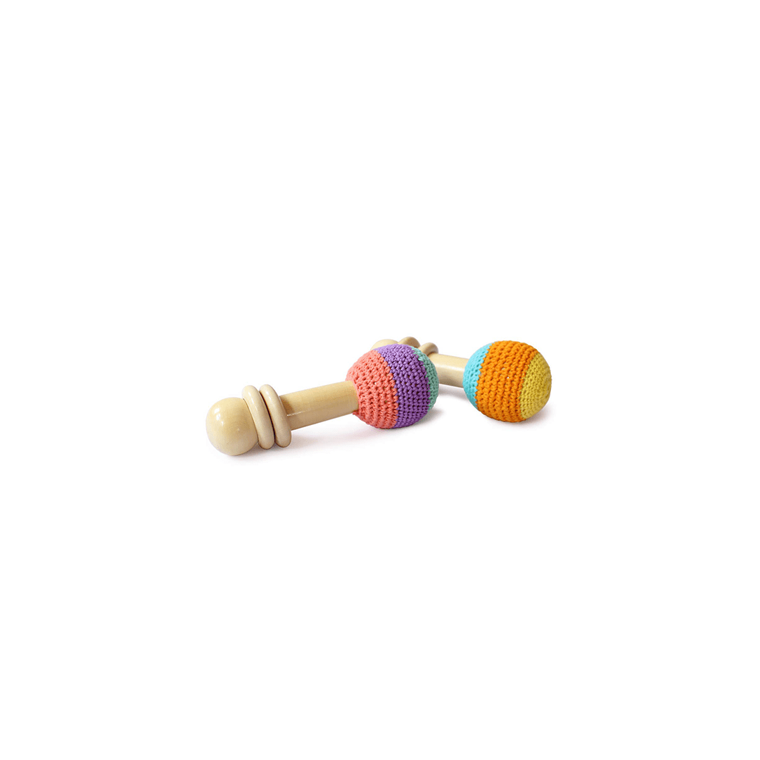 Shumee Toys Shumee Wooden Organic Crochet Shaker - Baby Rattle Toy (0 Months+)