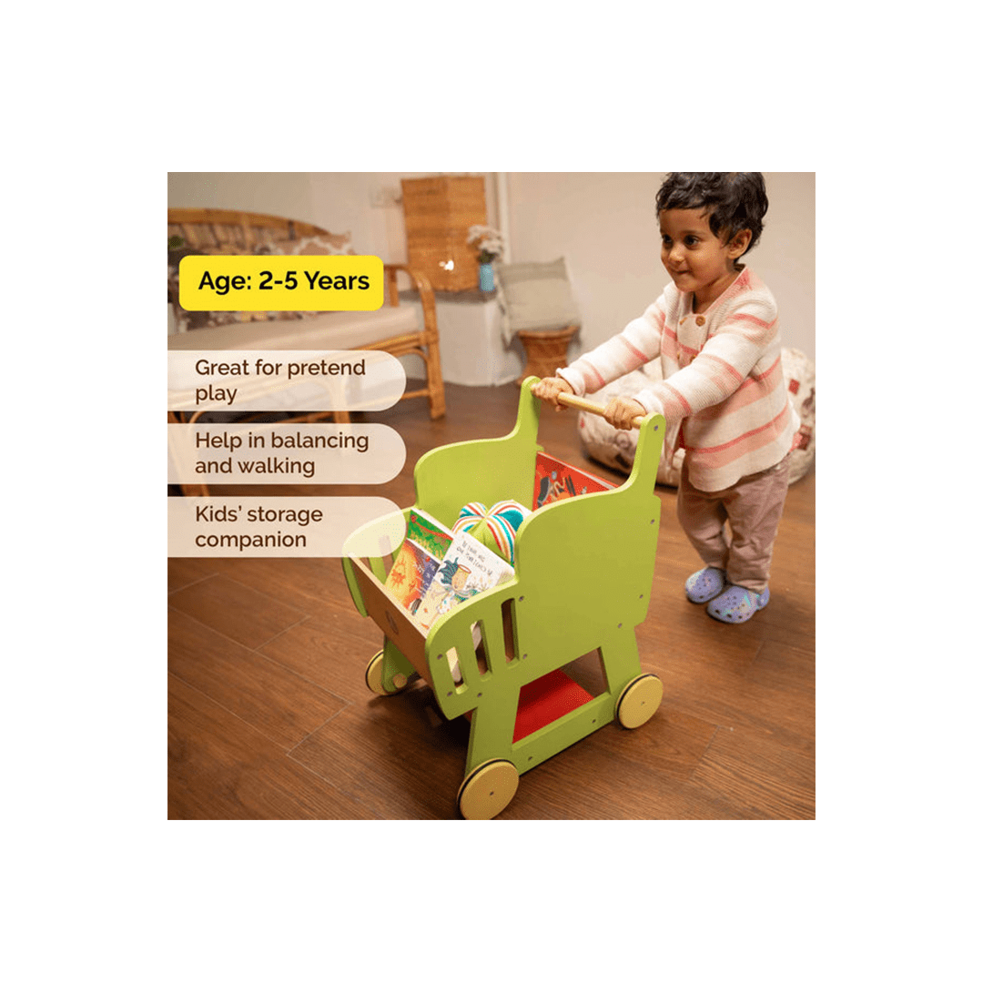 Shumee Toys Shumee Wooden Shopping Push Cart Pretend Play For Toddlers (2 Years+)