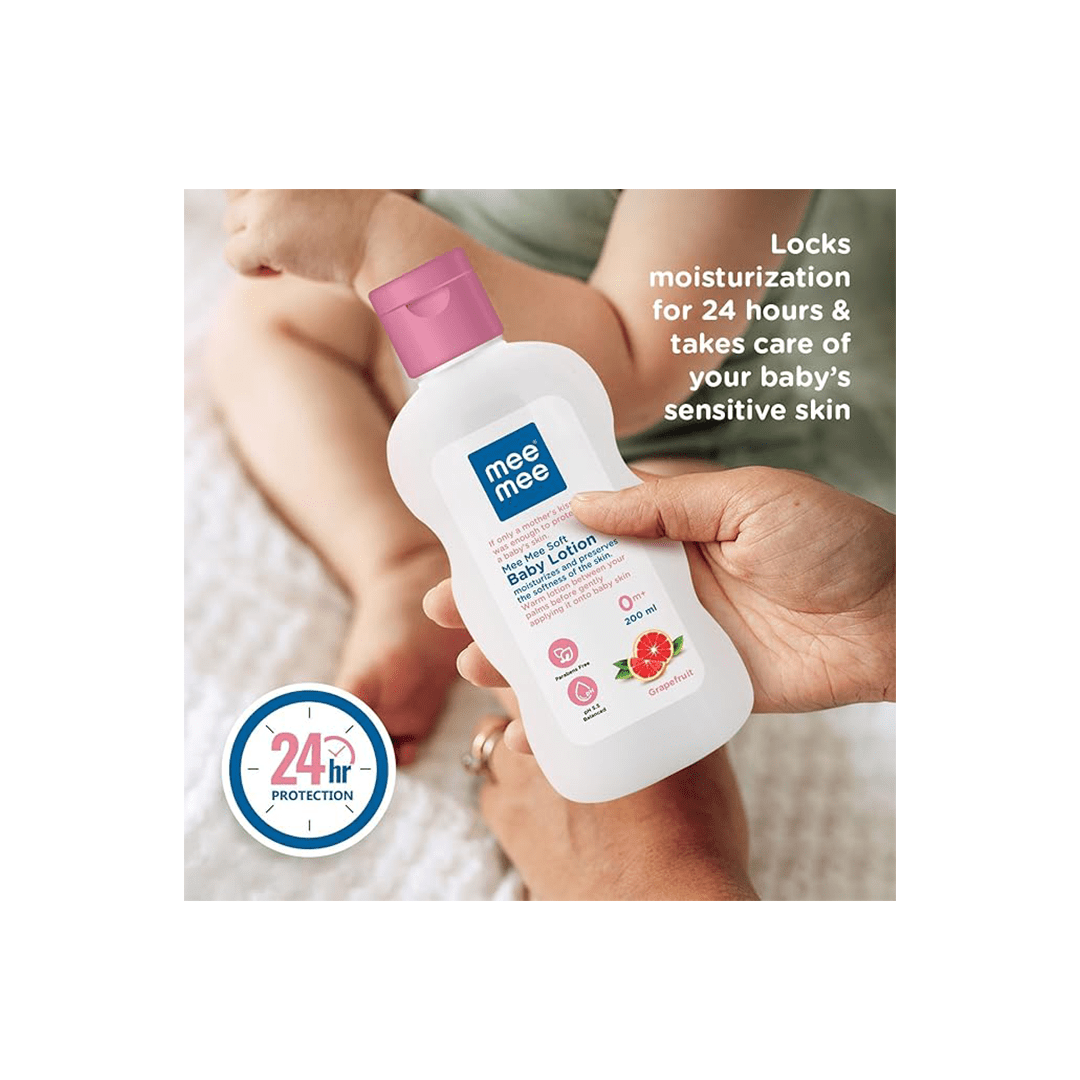 Mee Mee Baby Care Mee Mee Soft Moisturizing Baby Lotion With Fruit Extracts Contains Chamomile, rich in antioxidants( 1 Month+ )