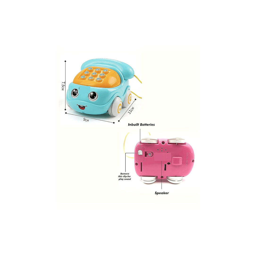 Baan Toys Toys Baan Toys Friction Powered Pull Along Musical Phone Car Toy for Kids, Electronic Music Multi-Functional Telephone Car Toy for Kids (1 Year+)