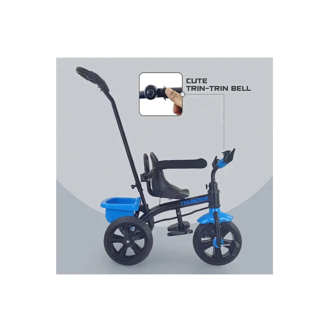 The Magic Lamps Ride Toymall Thunder Tricycle – Safe & Stylish Ride for Kids (2–5 Years) | Storage Basket, Parental Handle, Seat Belt & Bell