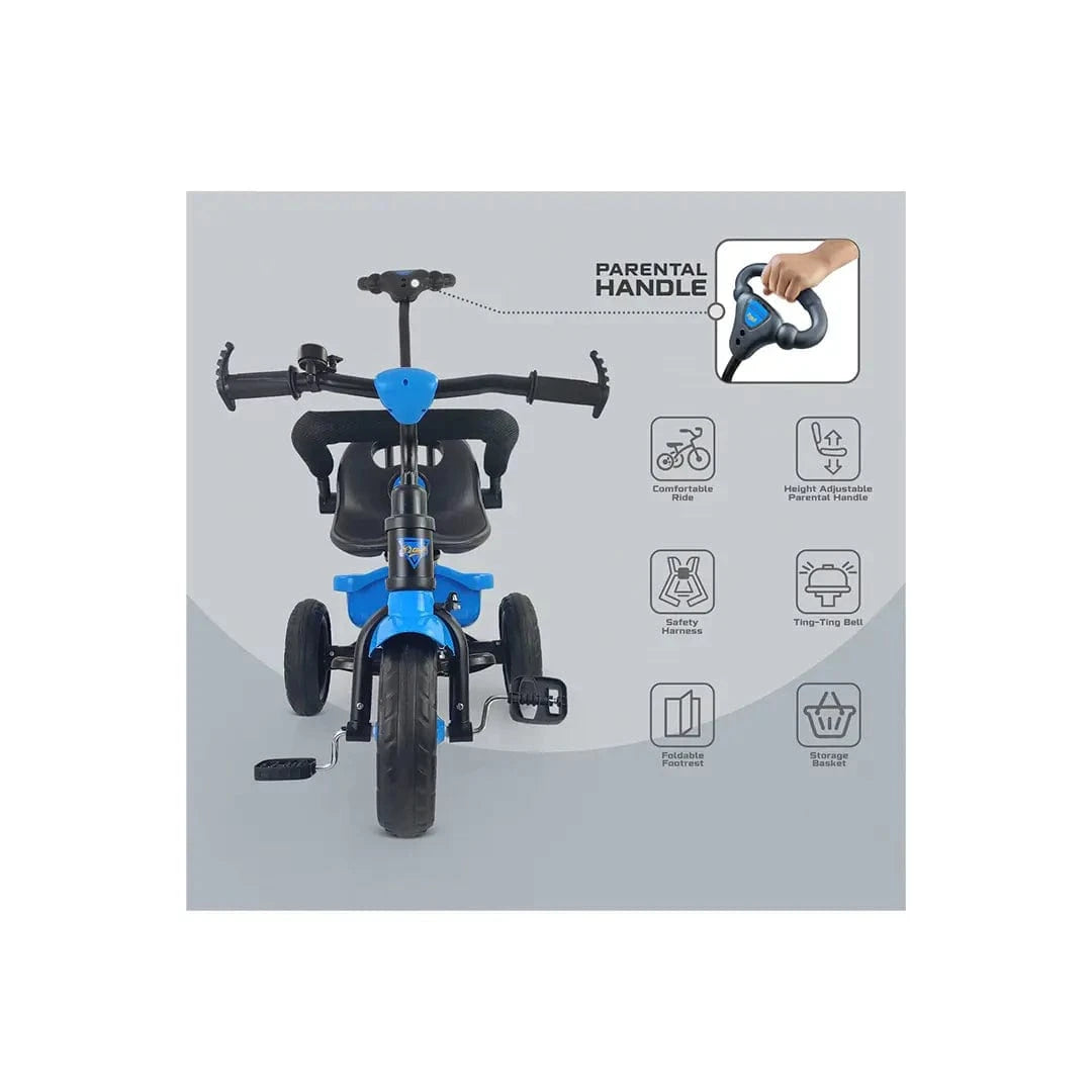 The Magic Lamps Ride Toymall Thunder Tricycle – Safe & Stylish Ride for Kids (2–5 Years) | Storage Basket, Parental Handle, Seat Belt & Bell