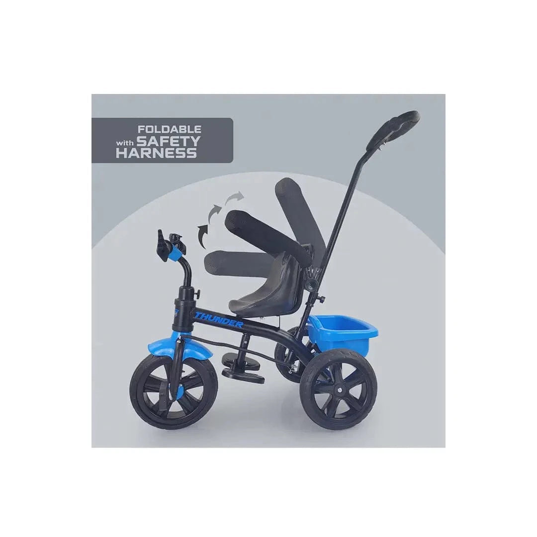 The Magic Lamps Ride Toymall Thunder Tricycle – Safe & Stylish Ride for Kids (2–5 Years) | Storage Basket, Parental Handle, Seat Belt & Bell