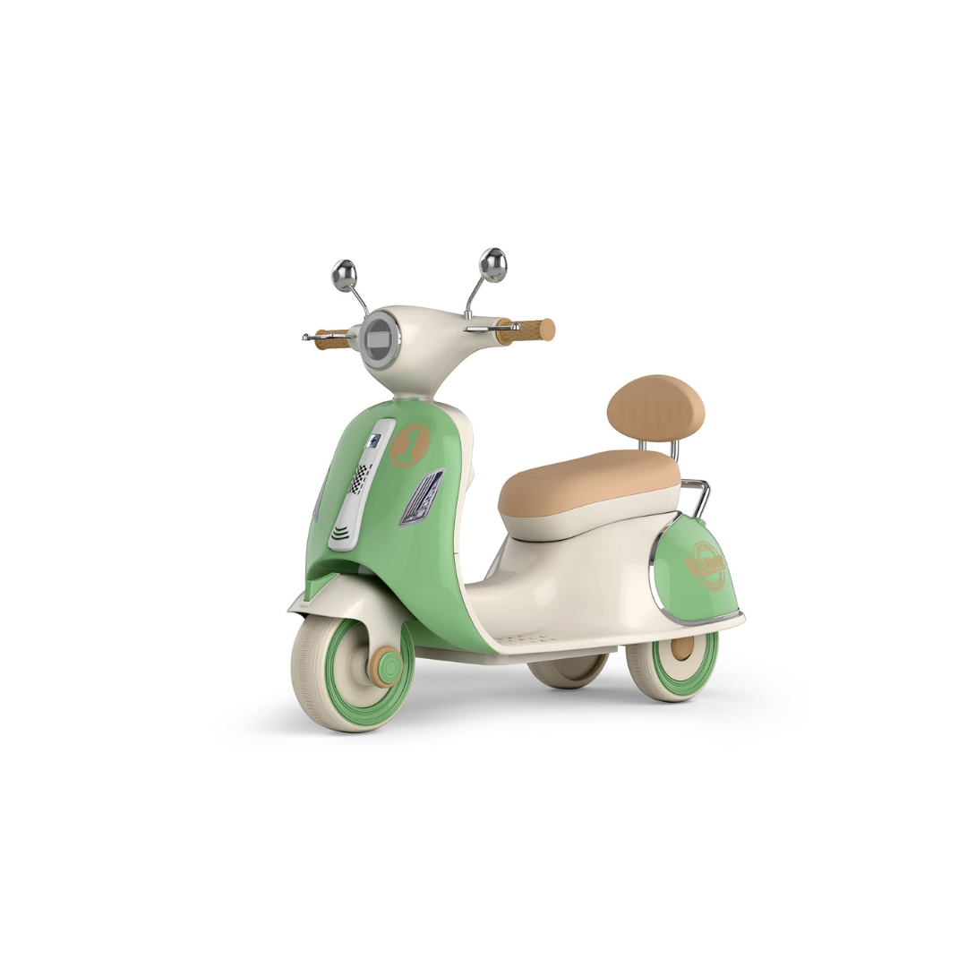 Ideal Battery Operated Vintage Scooter for Girls and Boys with Music Wide Seat, Safe Bike for Kid, Ages 2-6 Years, Stylish & Fun Design