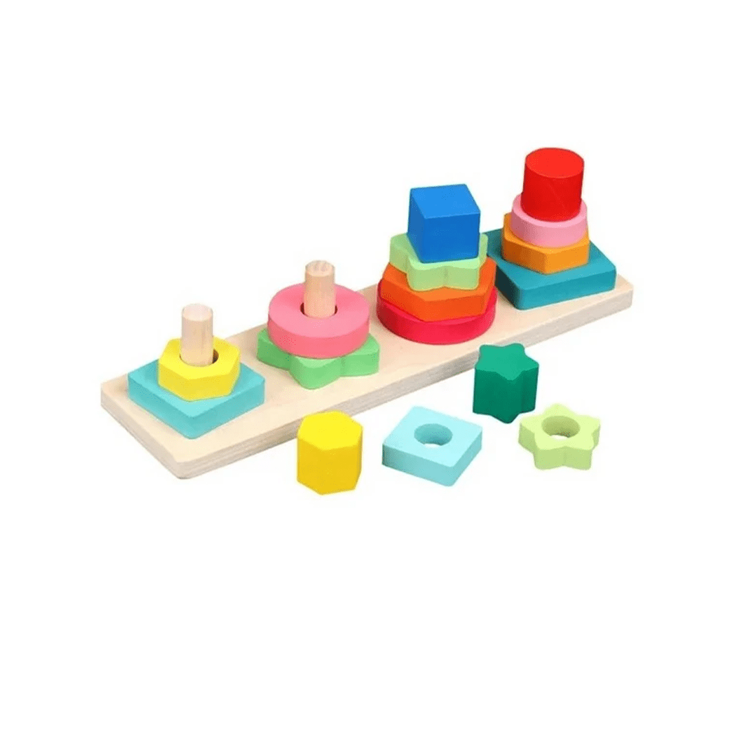 Extrokids Toys Extrokids Wooden Geometric Four Column Shape Sorter (3 Years+)