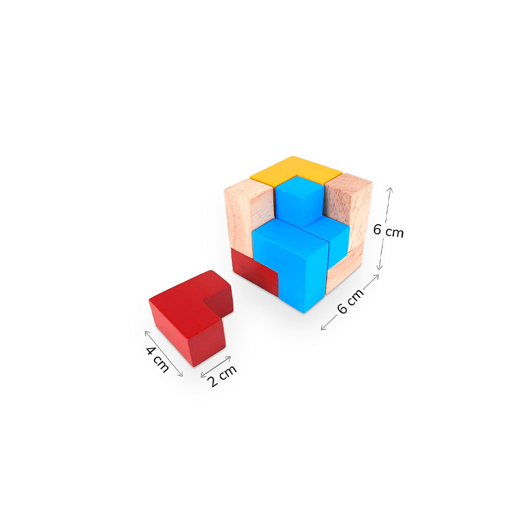 Shumee Toys Shumee Colorful Wooden Puzzle Cube featuring 9 L-Shaped Blocks (4 Years+)