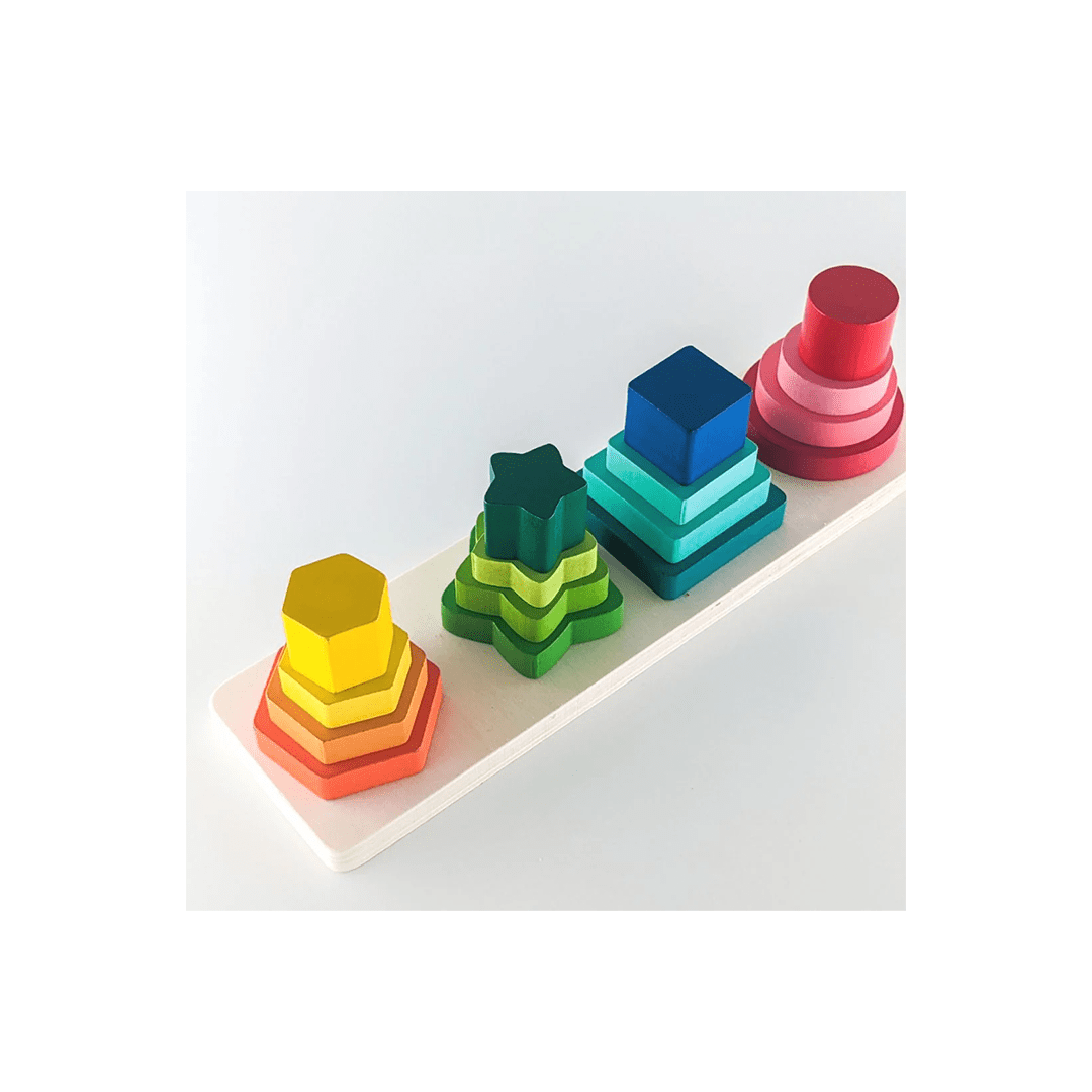 B4brain Brain Boosting B4brain Wooden Shape sorting & stacking puzzle (1 year+)