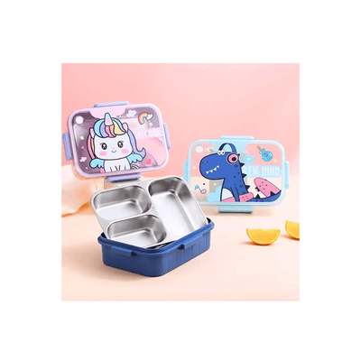 Burani Toys Other Gears Burani Toys Cute Insulated Lunch Box (900 ML) +Spoon & Chopstick, Stainless Steel, 4 Compartments For Kids
