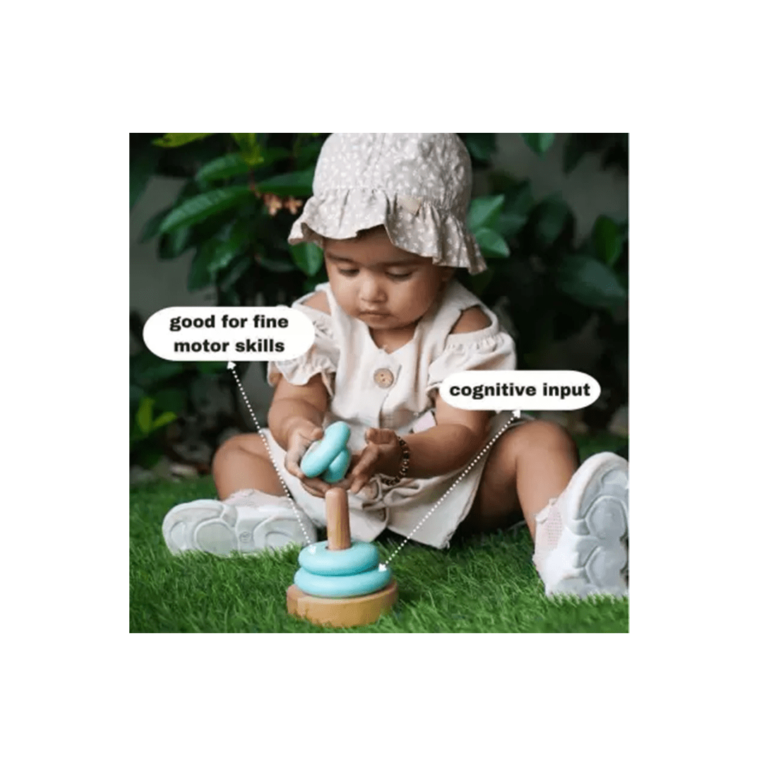 B4brain Toys B4 Brain Wooden Ring Stacking Toys For Kids - (2 Years+)