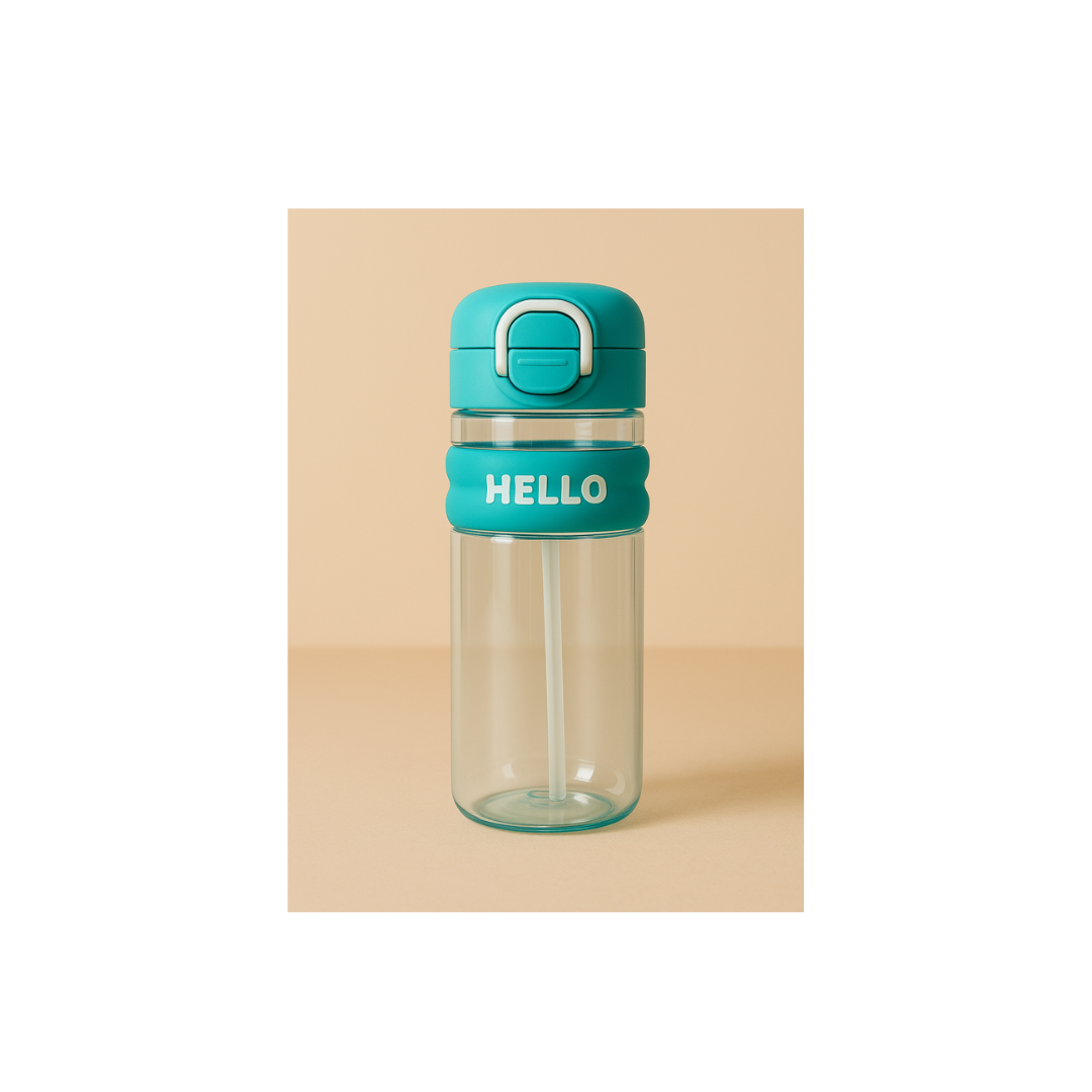 HELLO Kids Water Bottle | Flip-Top Straw