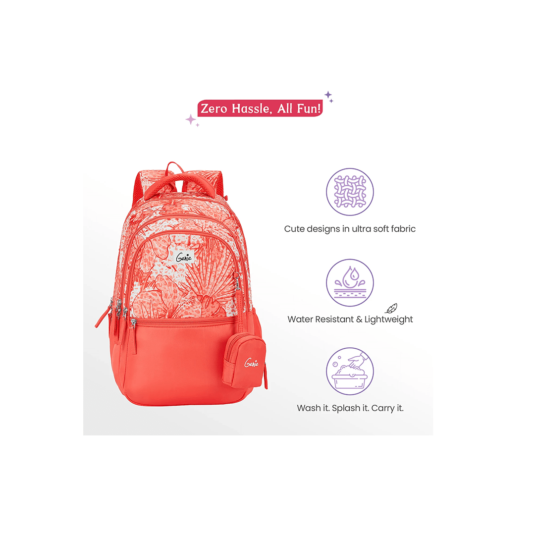 Genie Toys Genie Donna 27L Coral School Backpack For Kids