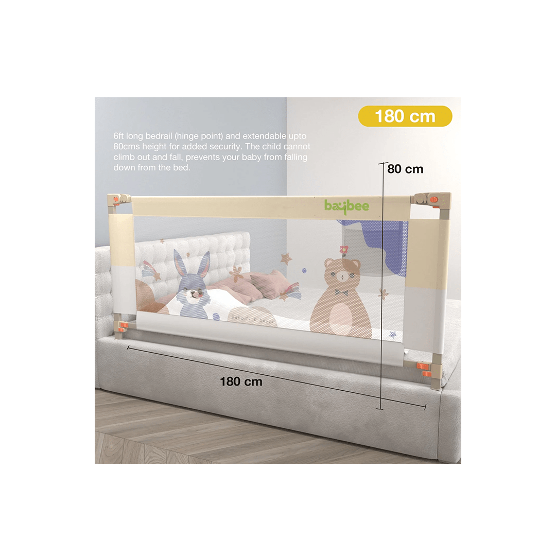 Baybee Other Gears Baybee Baby Bed Rail Guard for Baby Toddlers Safety, Portable Kids Bed Rail Safeguard Fence with 28 Adjustable Height - 180 x 80 cm
