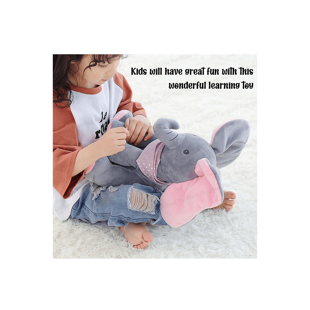 Baybee Toys Burani Toys Singing Elephant Toy For Kids, Baby And Toddlers - Cute And Soft Peek-A-Boo Plush Animal With Moving Ears For Kids (1 Year+)