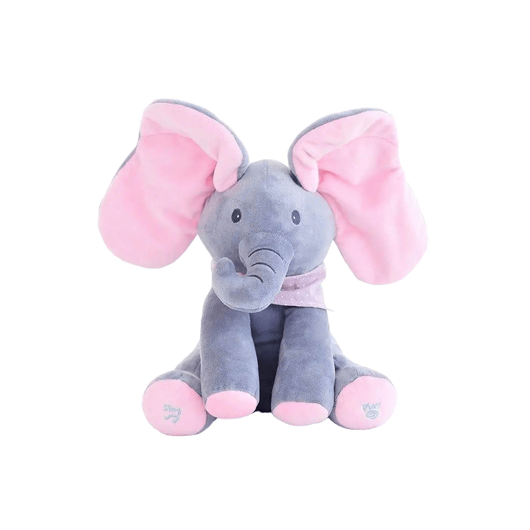 Baybee Toys Burani Toys Singing Elephant Toy For Kids, Baby And Toddlers - Cute And Soft Peek-A-Boo Plush Animal With Moving Ears For Kids (1 Year+)