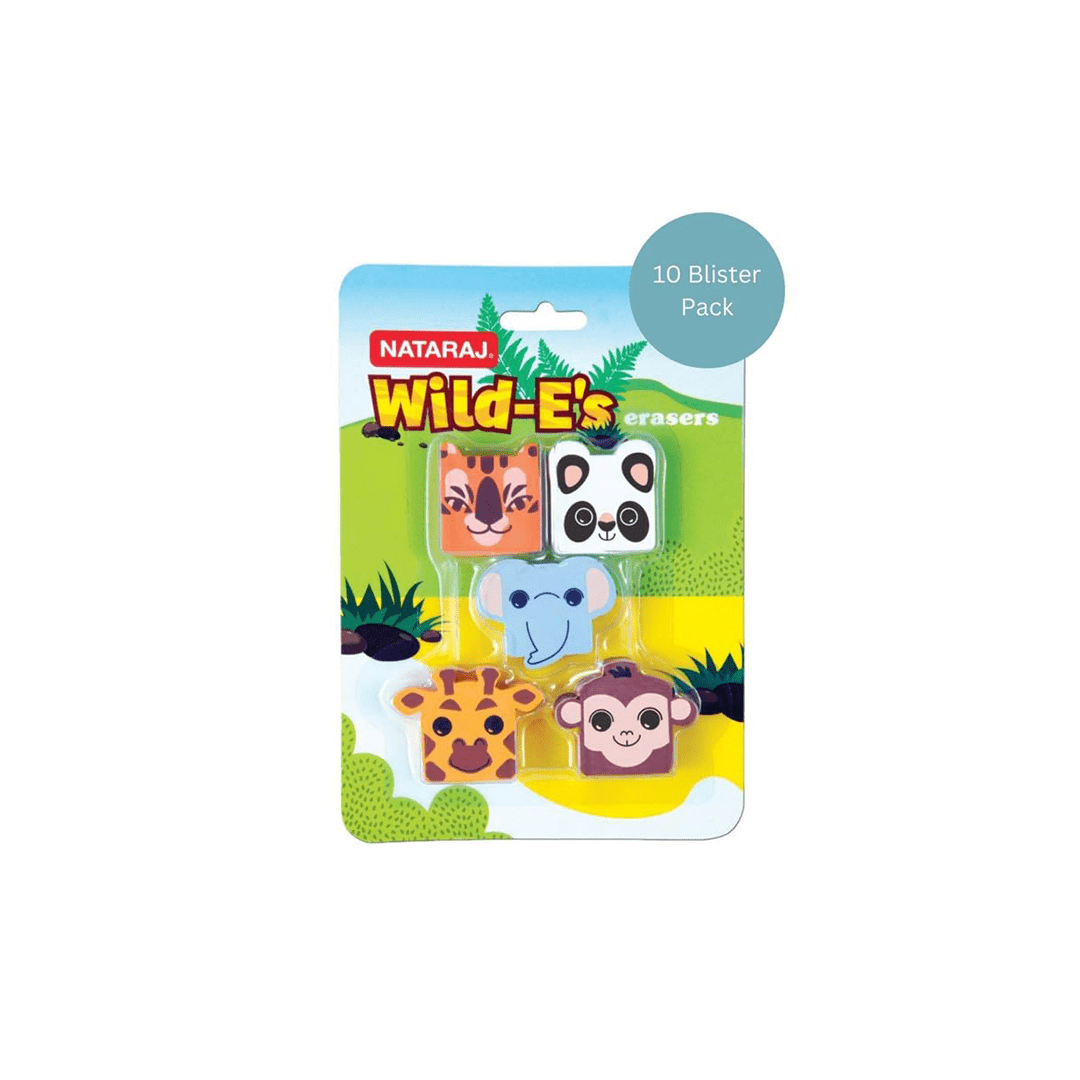 Nataraja Toys Nataraj Wild-ES Series Eraser | Dust Free, Non-Toxic | Animal Themed For Kids Pack Of 3