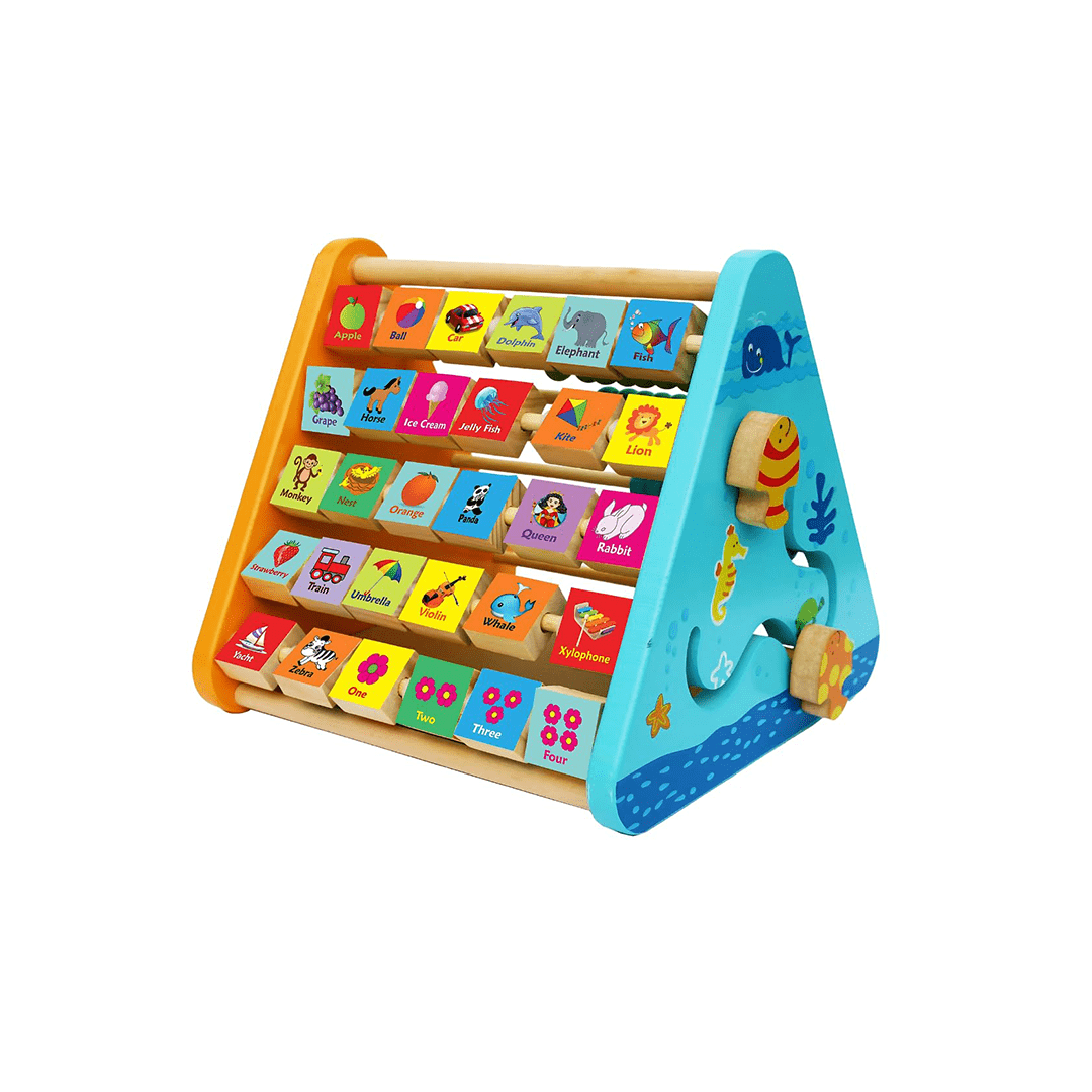 GD Toys Toys GD Toys 5 in 1 Wooden Activity Centre Triangle Alphabet Learning Toy for Toddlers ,ABC Flip Board with Letters, Numbers & Animals, Montessori Sensory Toy For Kids(1 Year+)