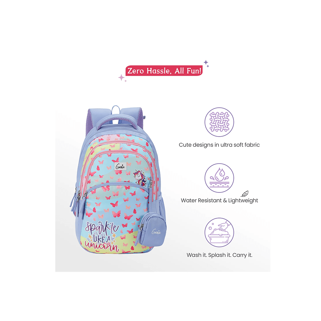 Genie Toys Genie Pixie 27L Lavender School Backpack For Kids