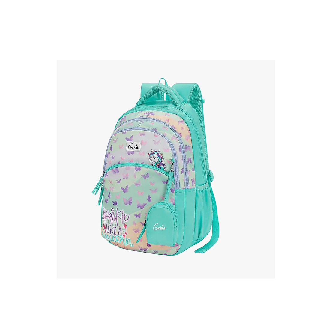 Genie Toys Teal Genie Pixie 27L Lavender School Backpack For Kids