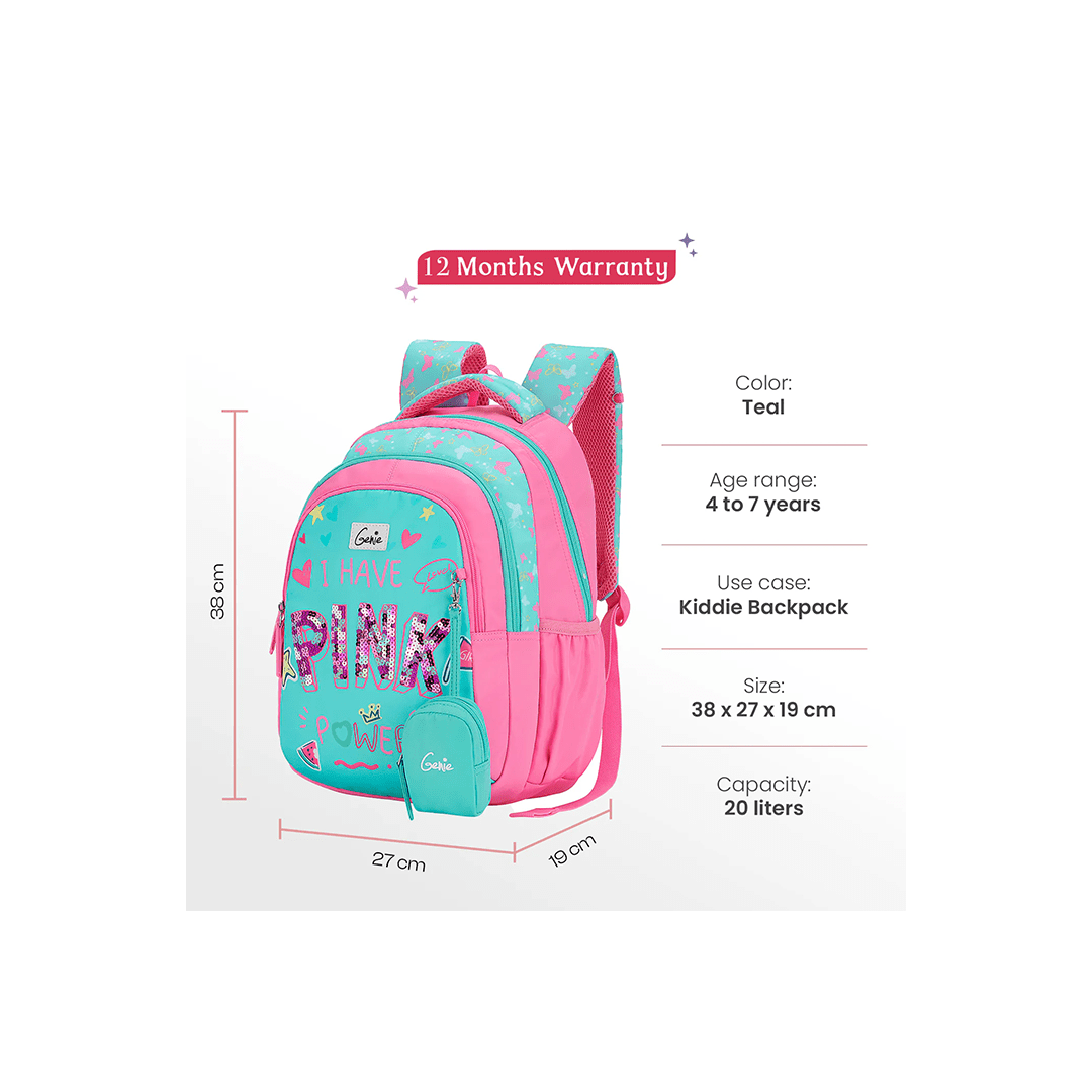 Genie Toys Genie Pinkpower Small Backpack for Kids (4-7 Years)