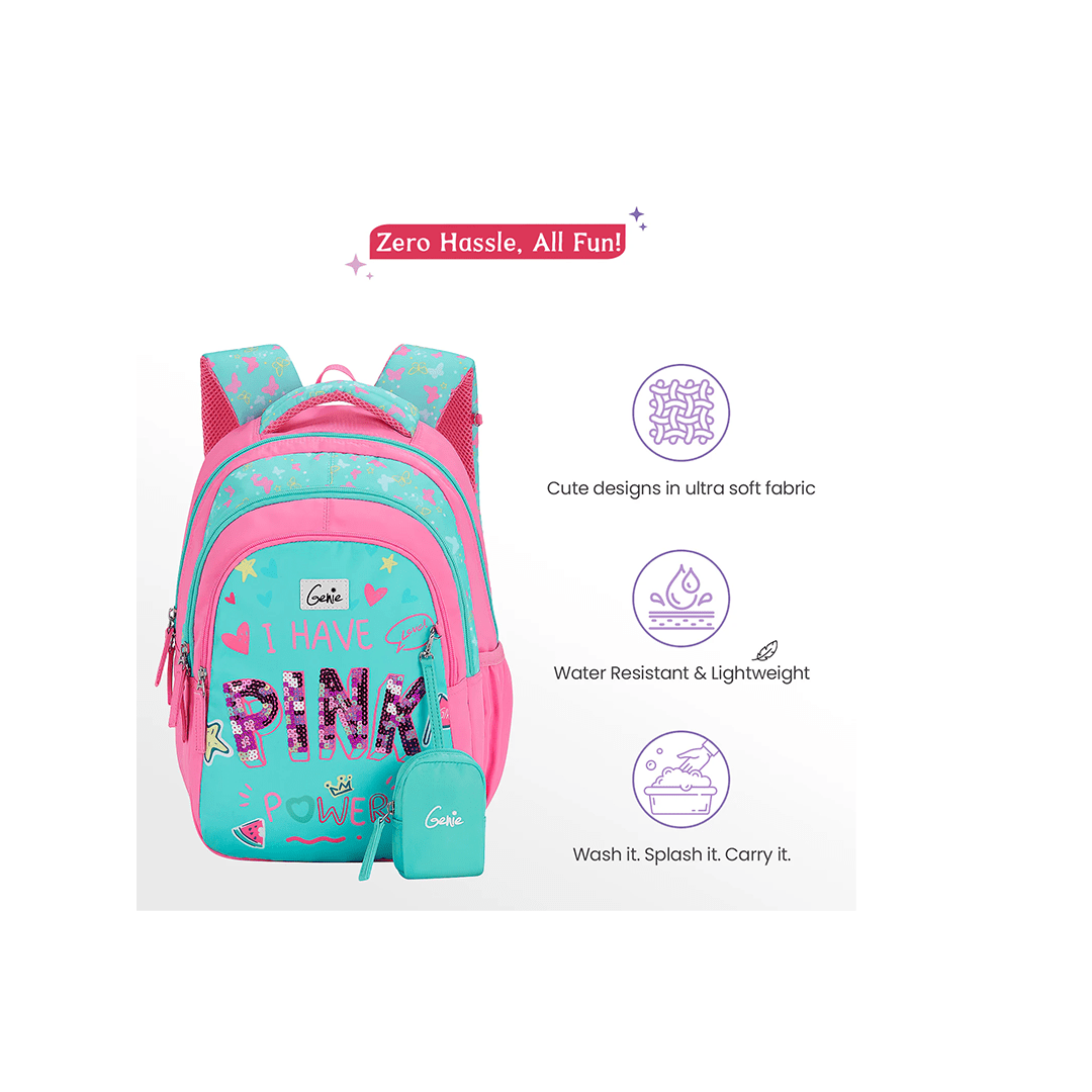 Genie Toys Genie Pinkpower Small Backpack for Kids (4-7 Years)
