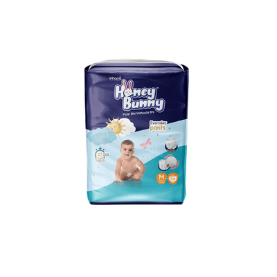 Honey Bunny Baby Care 72 Honey Bunny Everyday Baby Diapers Pants, Medium (M), 7-12 kg Silky Soft on Skin, Bubble Layer