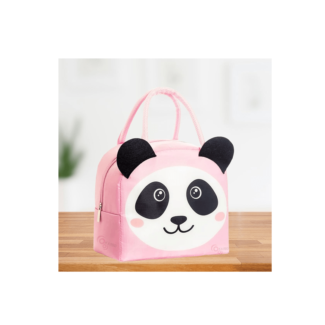 Incy Wincy Toys Incy Wincy Insulated Lunch Bag for Kids Children Waterproof Big Size Thermal Aluminium Foil Insulation Lunch Box Bag for Hot Food to School Work Travel Pink Colour, Panda Design)