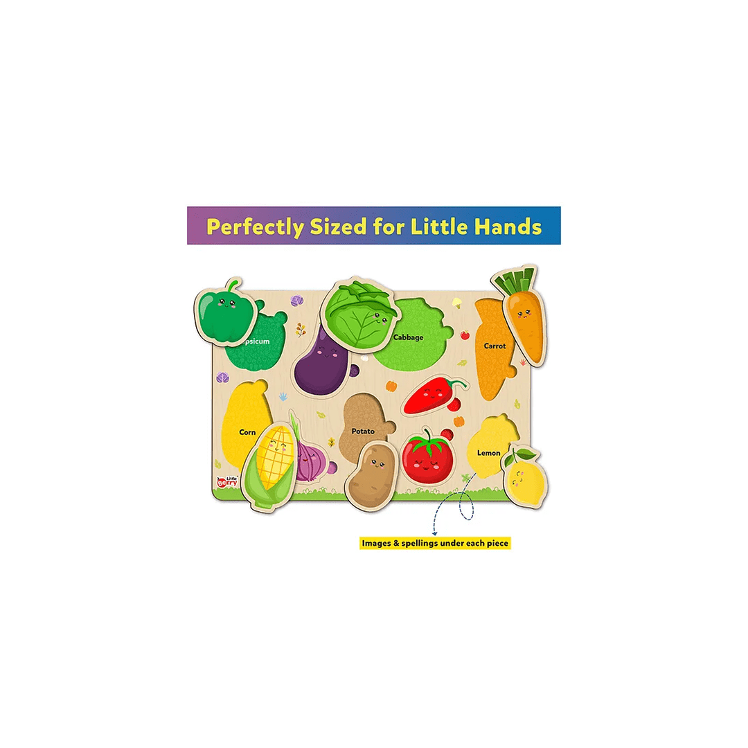 Little Berry Toys Little Berry Vegetable Wooden Puzzle Tray Knob and Peg Puzzle Multicolour (2 Years+)