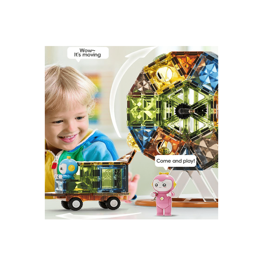 Happy Hues Toys HAPPY HUES Light Magnetic Tiles- (87 Pcs Magnetic Tiles) (3-7 Years)