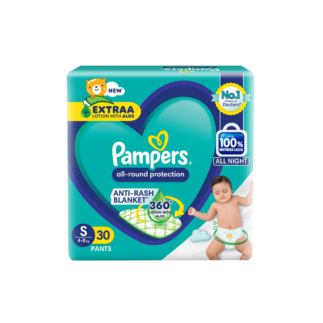 Pampers Baby Care 30 Pampers All round Protection Pants, Small size baby diapers (S)