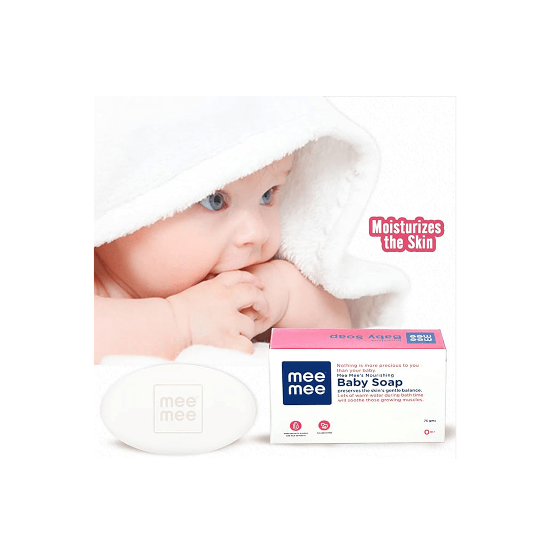 Mee Mee Baby Care Mee Mee 100% Natural Nourishing Baby Soap with Enriched Milk Extracts & Almond Oil | Organic Baby Soap | 75 g ( 1 Month+ )