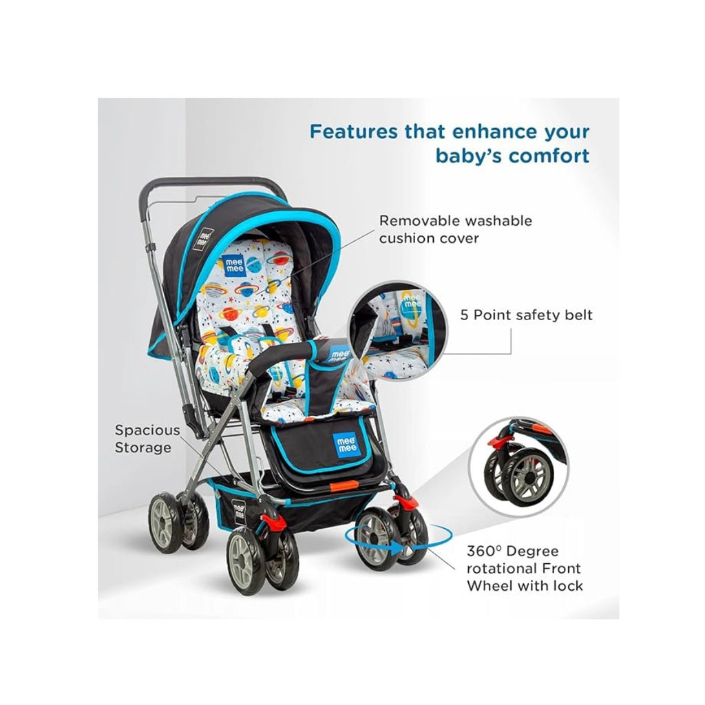 MeeMee Little Explorer Baby Stroller for 0-4 Years, Baby & Kids, 5 Point Safety Harness Pram