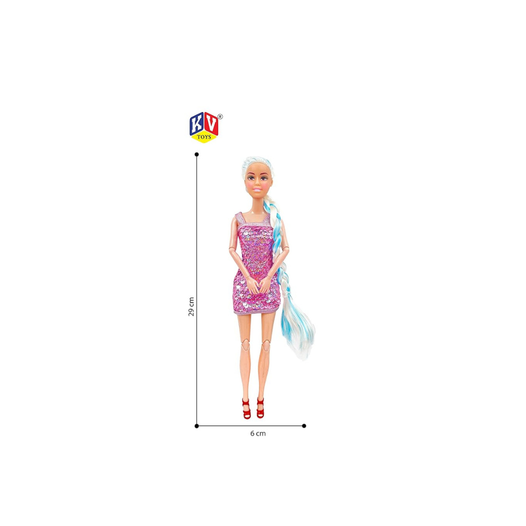 JUGU Alia Doll Wearing Sparkly Dress and Braided Soft Hair, Pair of Heels