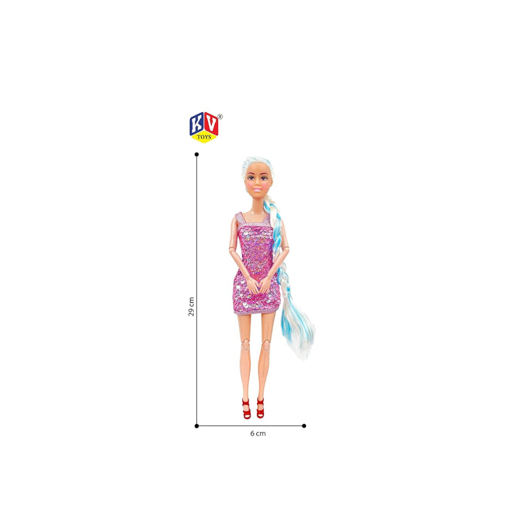 JUGU Alia Doll Wearing Sparkly Dress and Braided Soft Hair, Pair of Heels