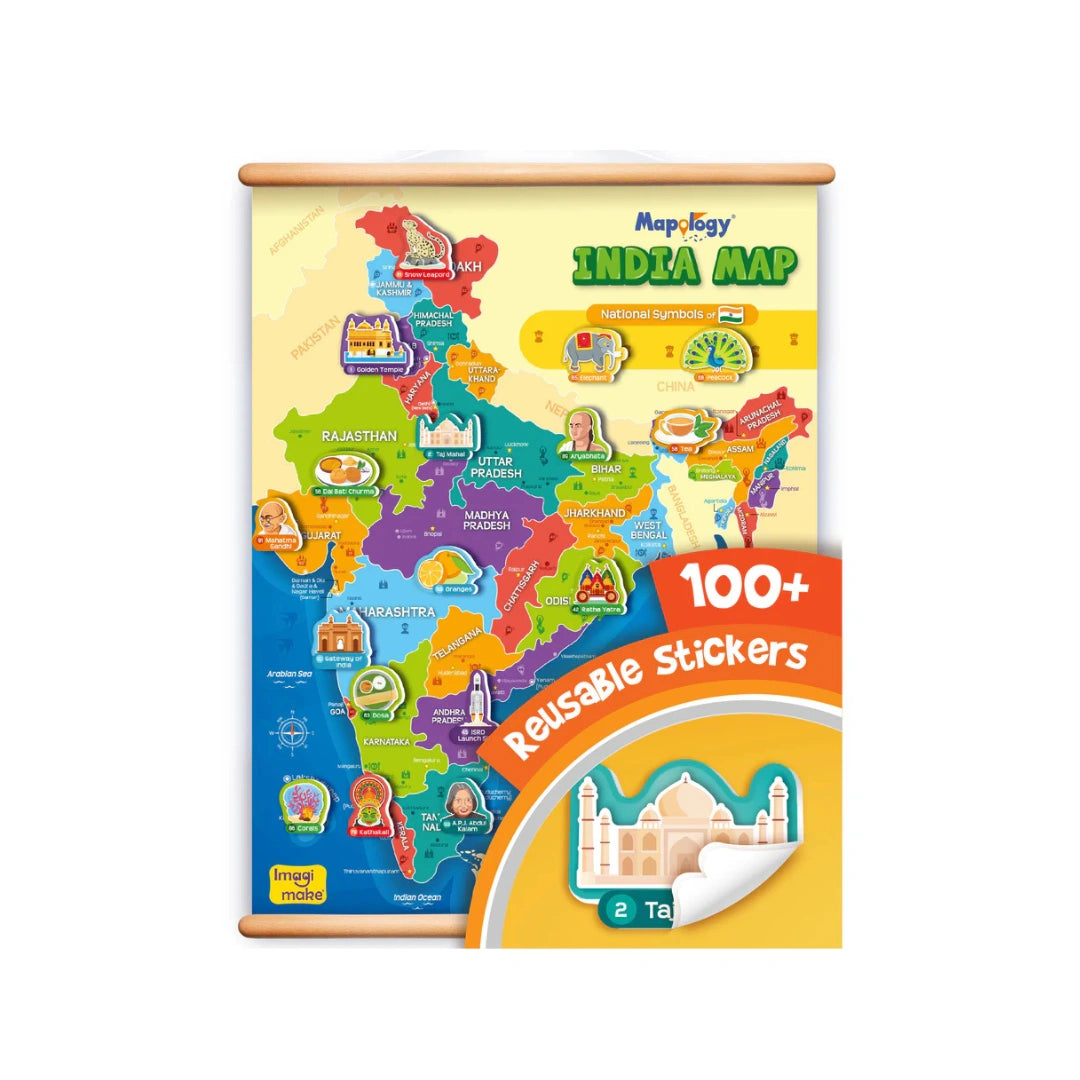 MP77 India Map-Wall Charts with Stickers ]899