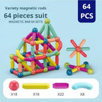 JUGU Magnetic Building Blocks Set – Creative STEM Construction Toy with Sticks & Balls -64 pieces