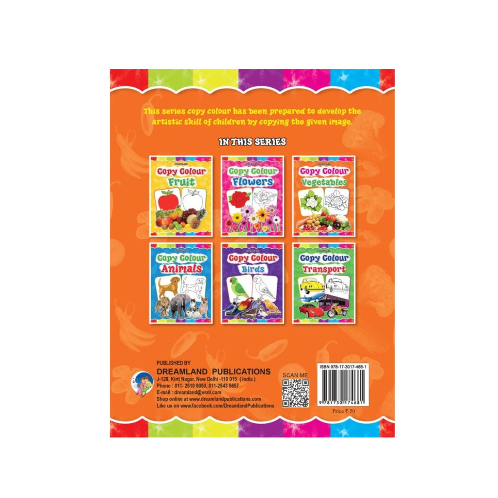 Dreamland Vegetables Copy Colour Book for Kids, 16 Educational Vegetable Illustrations with Names, Colouring Activity Book for Early Learn (3Years+)