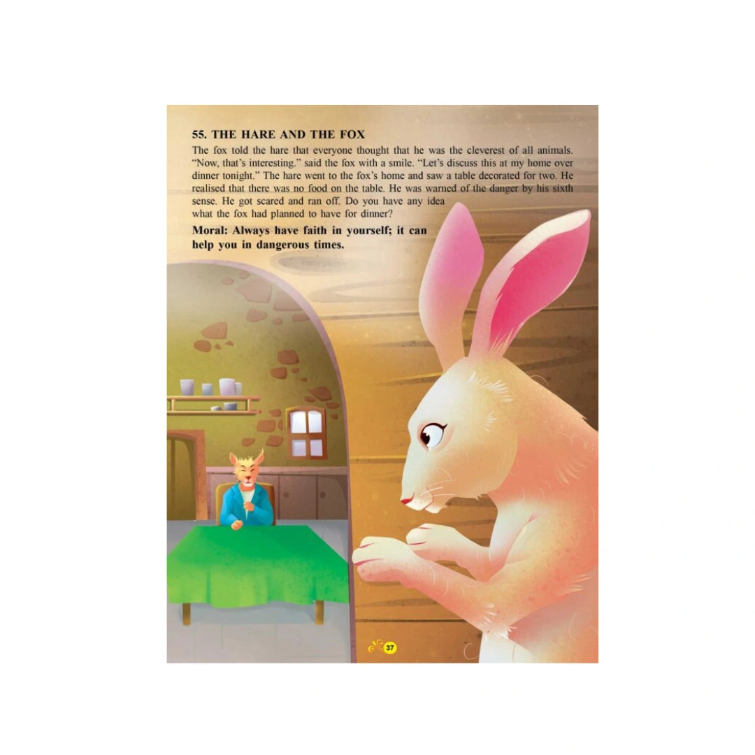 101 short fables with fun stories and moral lessons.