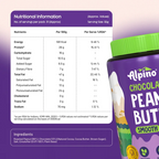 Alpino peanut butter jar back label with nutritional information and ingredients