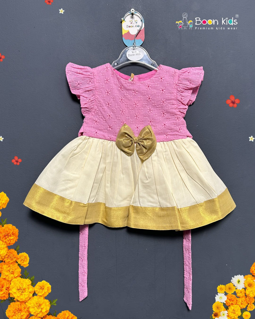 FROCK WITH BOW CENTER FOR GIRLS