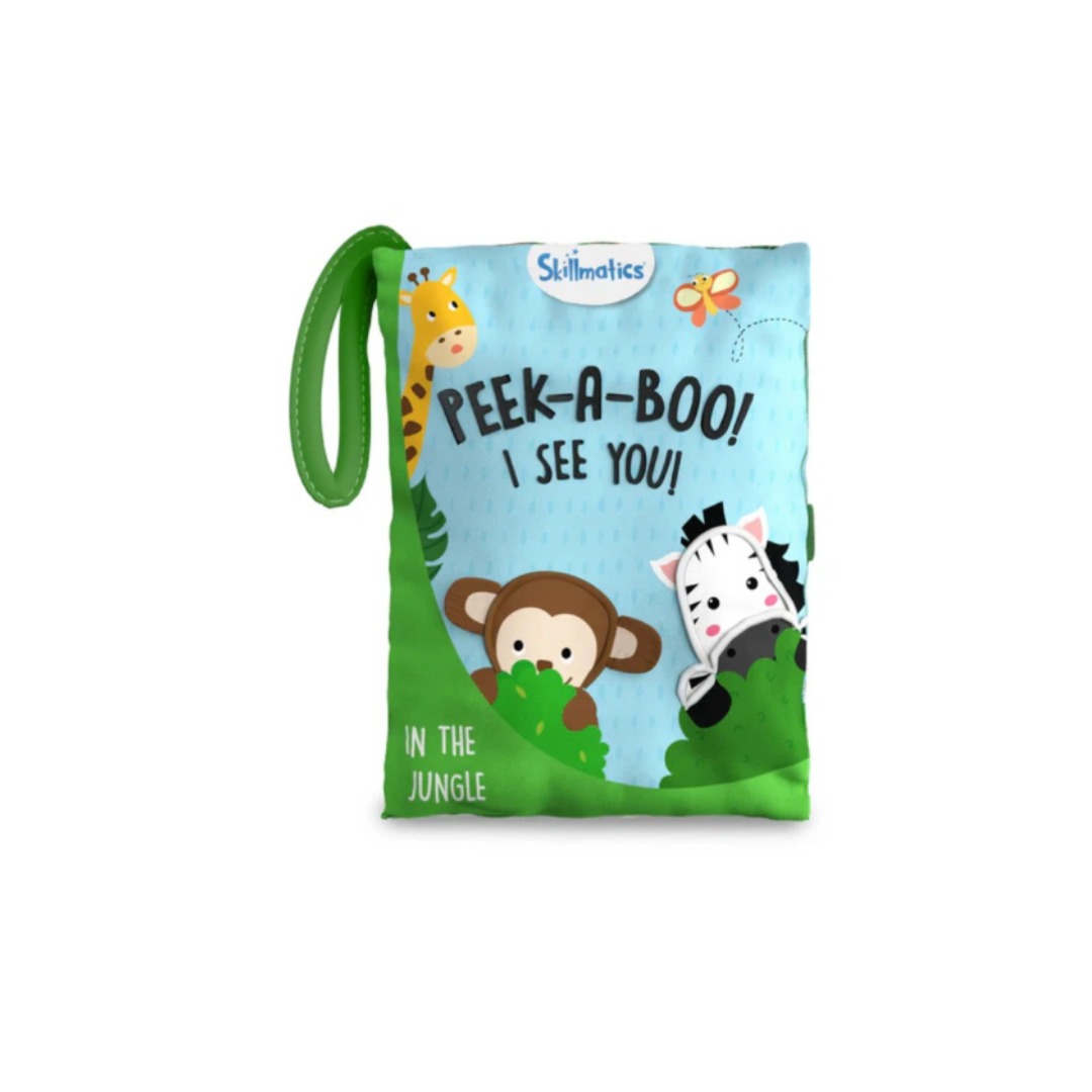 Skillmatics Peek-A-Boo Jungle Cloth Book · Ages 6 Months+ · 8 Interactive Pages