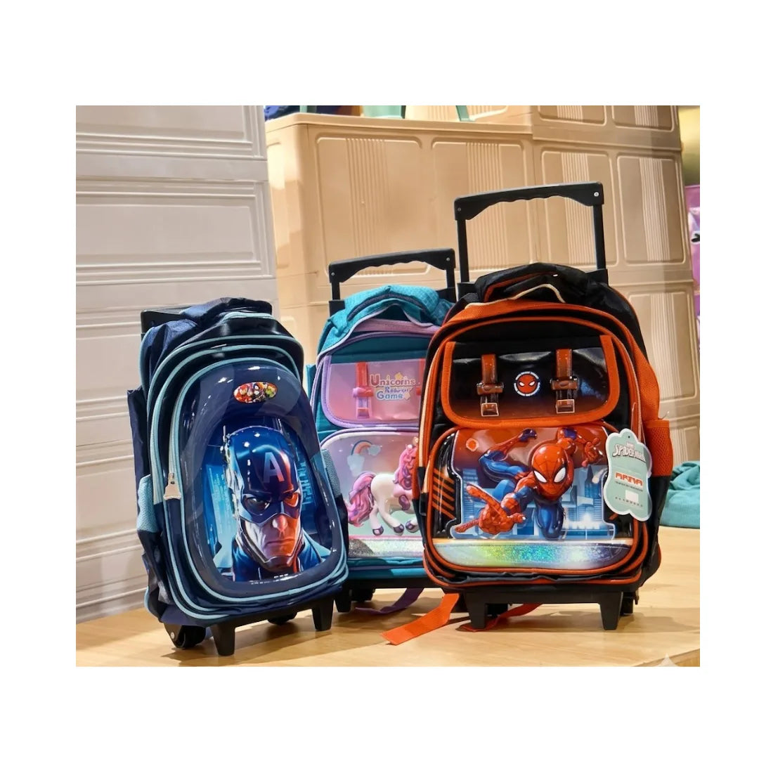 Captain America Trolley School Bag - 16 Inch Rolling Backpack for Kids