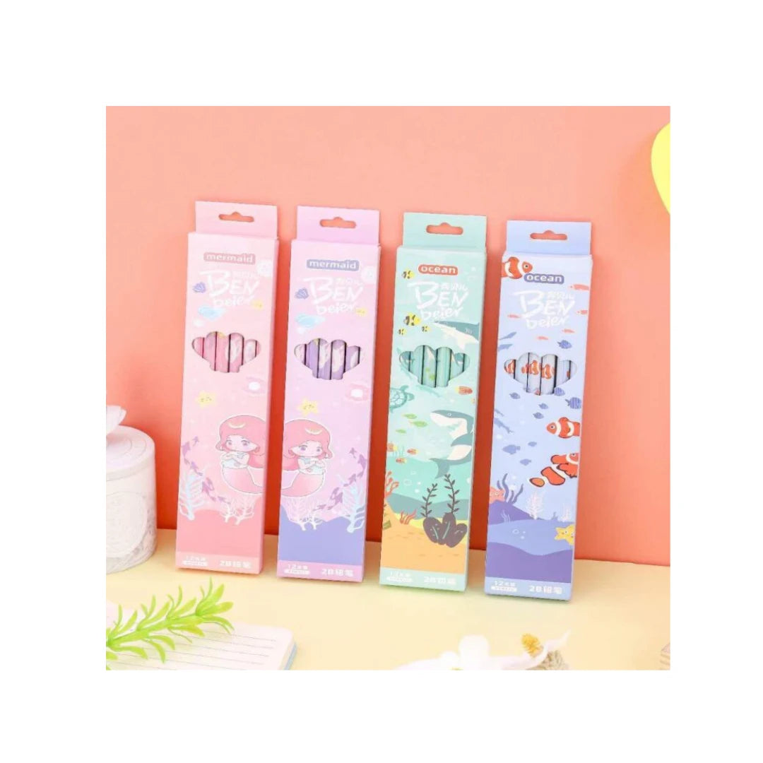 Deep Sea Theme 2B Pencil Set - Ocean Character Writing Pencils for Kids